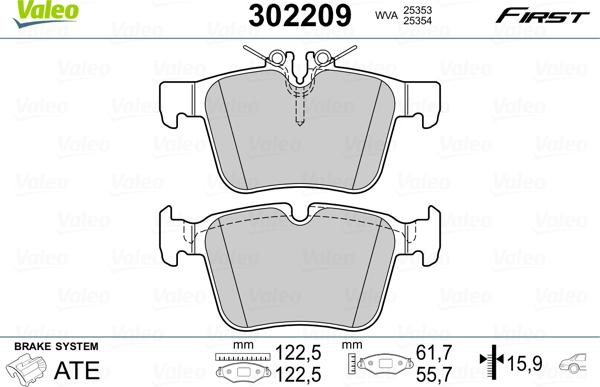 VALEO 302209 - Гальмівні колодки, дискові гальма autozip.com.ua
