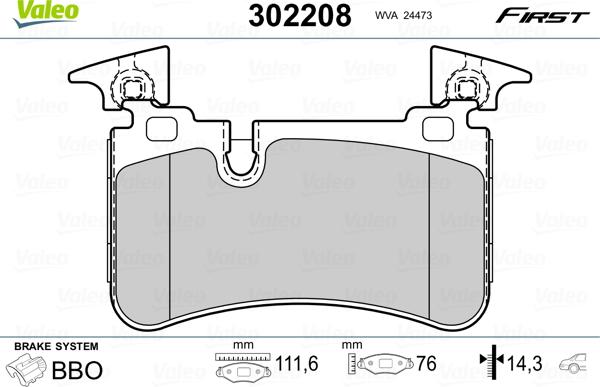 Valeo 302208 - Гальмівні колодки, дискові гальма autozip.com.ua