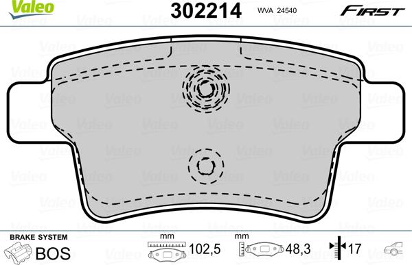 Valeo 302214 - Гальмівні колодки, дискові гальма autozip.com.ua