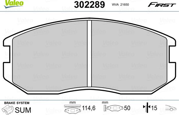 VALEO 302289 - Гальмівні колодки, дискові гальма autozip.com.ua