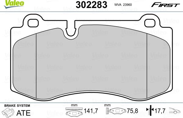 Valeo 302283 - Гальмівні колодки, дискові гальма autozip.com.ua