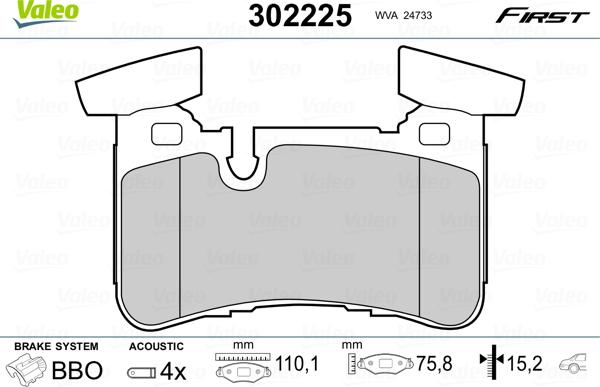 Valeo 302225 - Гальмівні колодки, дискові гальма autozip.com.ua