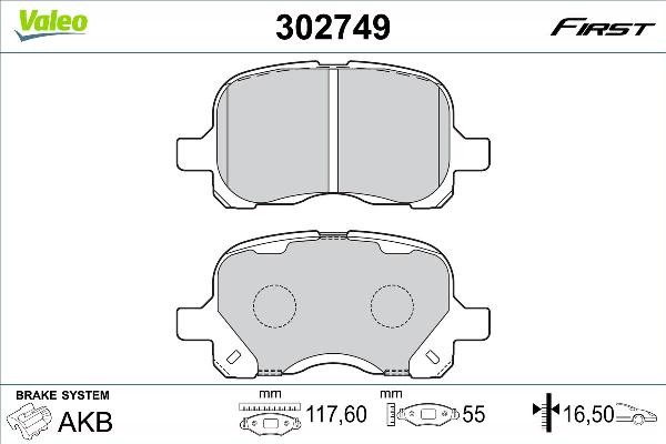 VALEO 302749 - Гальмівні колодки, дискові гальма autozip.com.ua