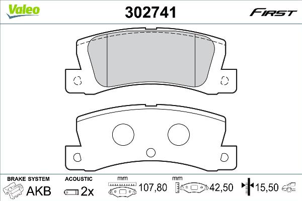 VALEO 302741 - Гальмівні колодки, дискові гальма autozip.com.ua