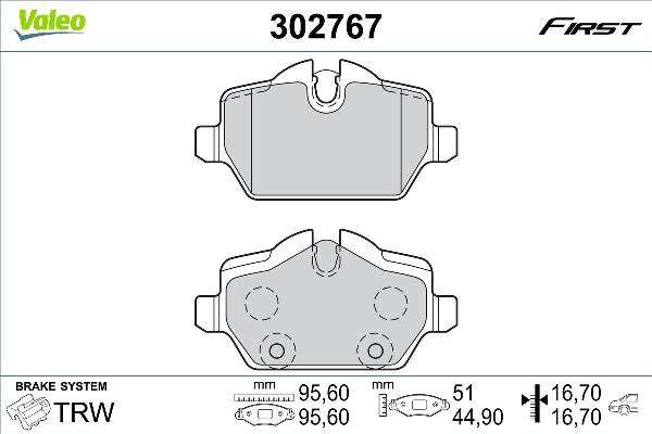 VALEO 302767 - Гальмівні колодки, дискові гальма autozip.com.ua