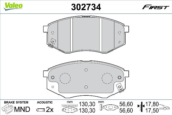 VALEO 302734 - Гальмівні колодки, дискові гальма autozip.com.ua