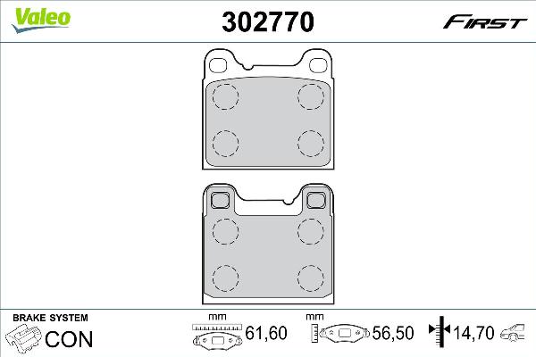 VALEO 302770 - Гальмівні колодки, дискові гальма autozip.com.ua