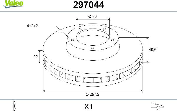 VALEO 297044 - Гальмівний диск autozip.com.ua