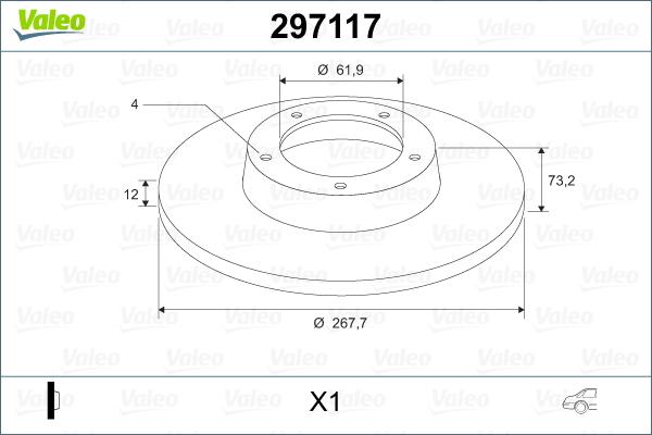 Valeo 297117 - Гальмівний диск autozip.com.ua