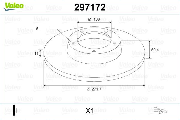 Valeo 297172 - Гальмівний диск autozip.com.ua