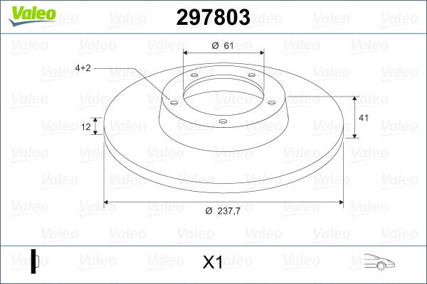 VALEO 297803 - Гальмівний диск autozip.com.ua