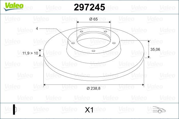 VALEO 297245 - Гальмівний диск autozip.com.ua