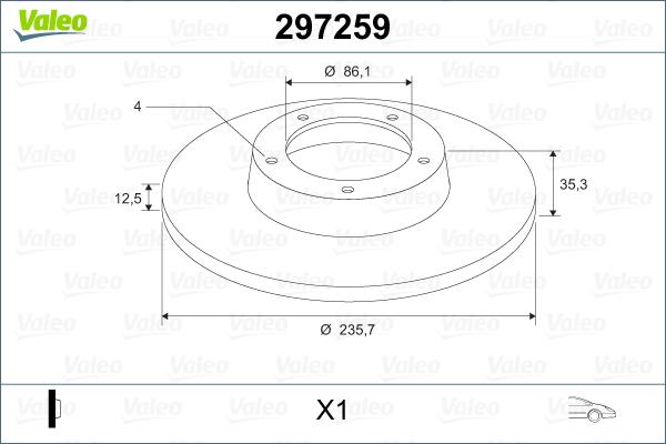 Valeo 297259 - Гальмівний диск autozip.com.ua