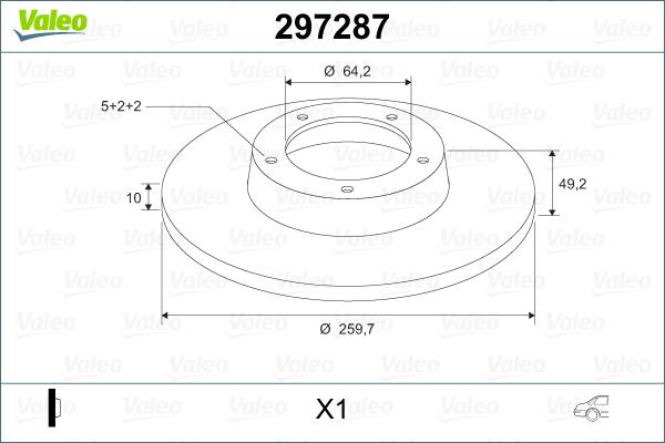 Valeo 297287 - Гальмівний диск autozip.com.ua