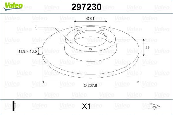 VALEO 297230 - Гальмівний диск autozip.com.ua
