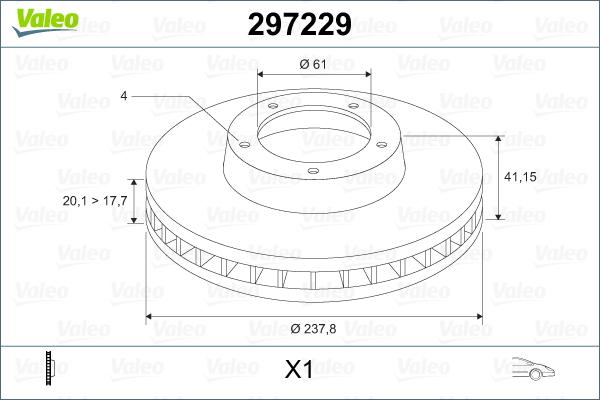 VALEO 297229 - Гальмівний диск autozip.com.ua