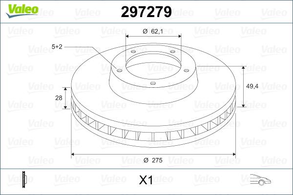 VALEO 297279 - Гальмівний диск autozip.com.ua