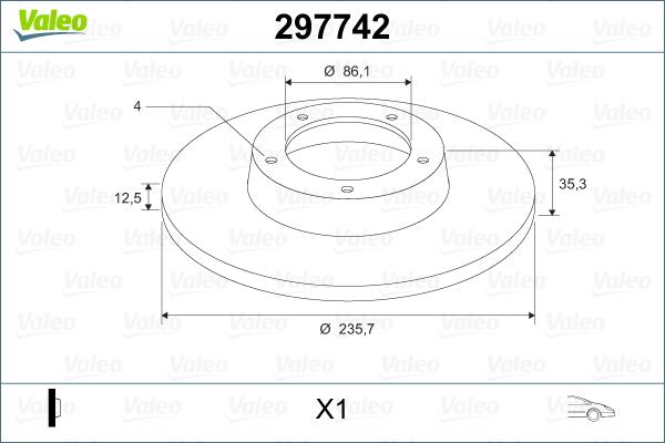 Valeo 297742 - Гальмівний диск autozip.com.ua