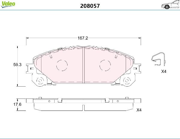 VALEO 208057 - Гальмівні колодки, дискові гальма autozip.com.ua