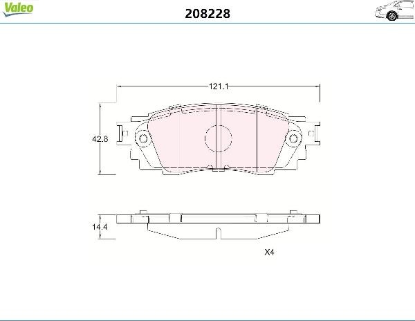 VALEO 208228 - Гальмівні колодки, дискові гальма autozip.com.ua