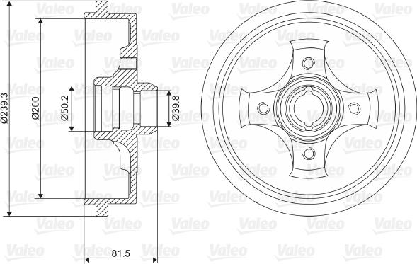 Valeo 237049 - Гальмівний барабан autozip.com.ua