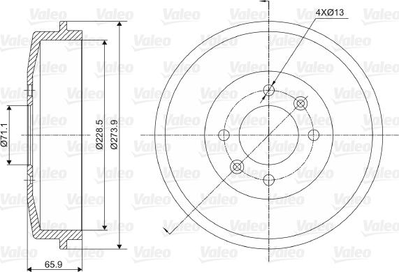 Valeo 237000 - Гальмівний барабан autozip.com.ua