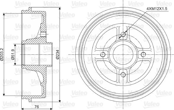 Valeo 237008 - Гальмівний барабан autozip.com.ua