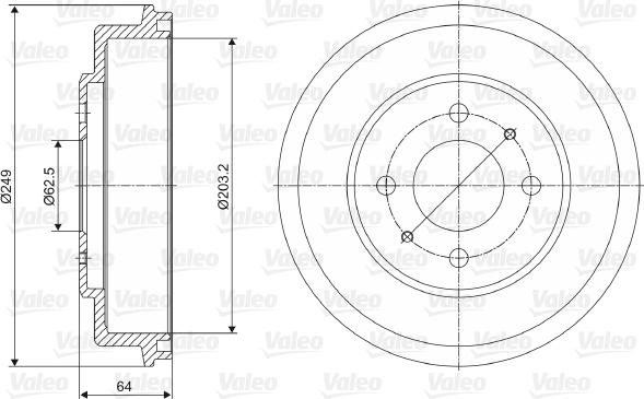 Valeo 237013 - Гальмівний барабан autozip.com.ua