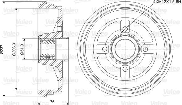 Valeo 237034 - Гальмівний барабан autozip.com.ua