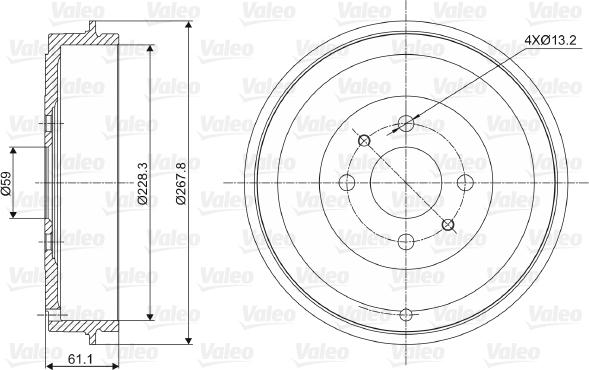 Valeo 237036 - Гальмівний барабан autozip.com.ua