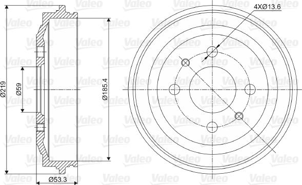 Valeo 237024 - Гальмівний барабан autozip.com.ua