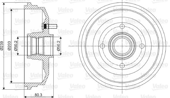 Valeo 237070 - Гальмівний барабан autozip.com.ua