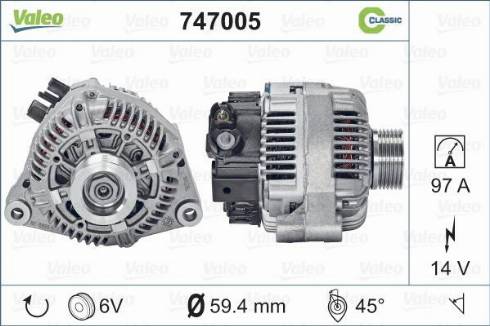 Valeo 747005 - Генератор autozip.com.ua