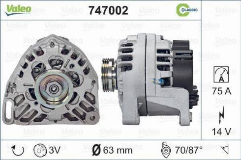 Valeo 747002 - Генератор autozip.com.ua