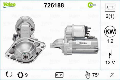 Valeo 726188 - Стартер autozip.com.ua