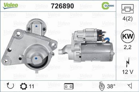 Valeo 726890 - Стартер autozip.com.ua