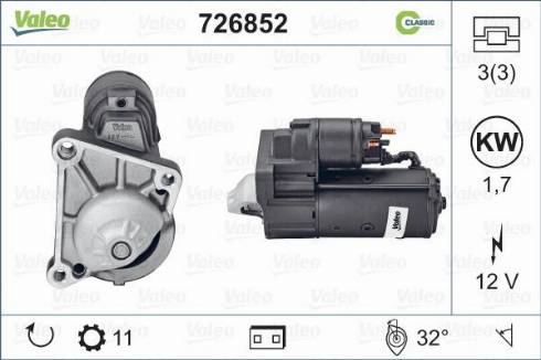 Valeo 726852 - Стартер autozip.com.ua