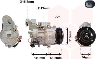 Van Wezel 3000K075 - Компресор, кондиціонер autozip.com.ua