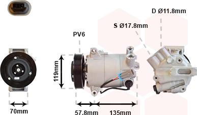 Van Wezel 3700K496 - Компресор, кондиціонер autozip.com.ua