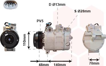 Van Wezel 3700K356 - Компресор, кондиціонер autozip.com.ua