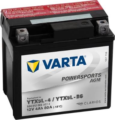 Varta 504012003A514 - Стартерна акумуляторна батарея, АКБ autozip.com.ua