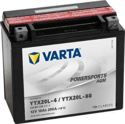 Varta 518901026A514 - Стартерна акумуляторна батарея, АКБ autozip.com.ua
