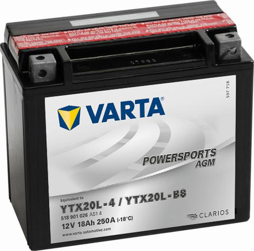 Varta 518901026 - Стартерна акумуляторна батарея, АКБ autozip.com.ua