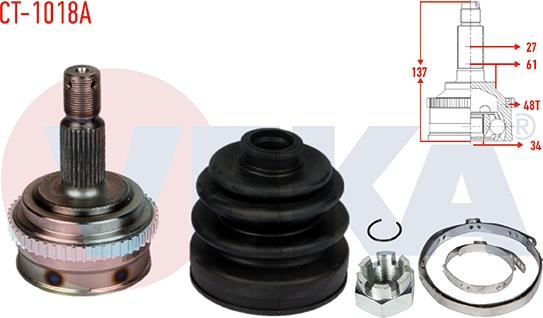 Veka CT-1018A - Шарнір, ШРУС, приводний вал autozip.com.ua