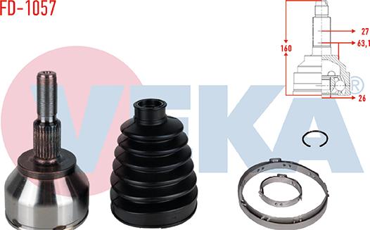 Veka FD-1057 - Шарнір, ШРУС, приводний вал autozip.com.ua