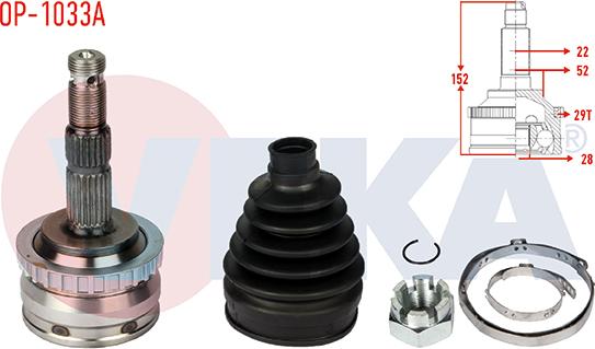 Veka OP-1033A - Шарнір, ШРУС, приводний вал autozip.com.ua