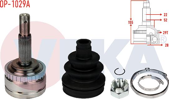 Veka OP-1029A - Шарнір, ШРУС, приводний вал autozip.com.ua