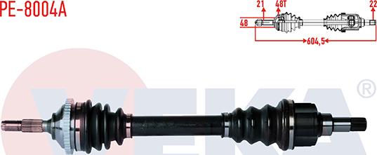 Veka PE-8004A - Приводний вал autozip.com.ua