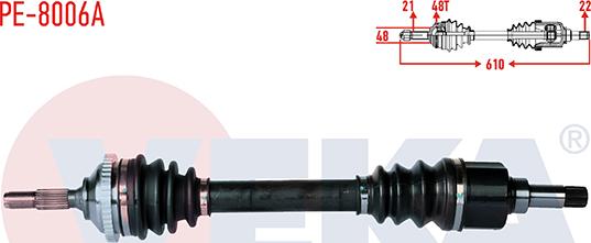 Veka PE-8006A - Приводний вал autozip.com.ua