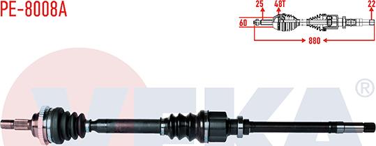 Veka PE-8008A - Приводний вал autozip.com.ua
